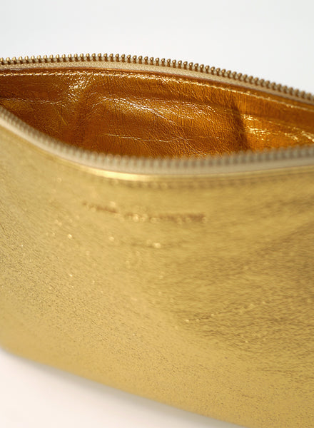 COMME DES GARÇONS - Metallic Leather Zip Pouch, Gold - Inside