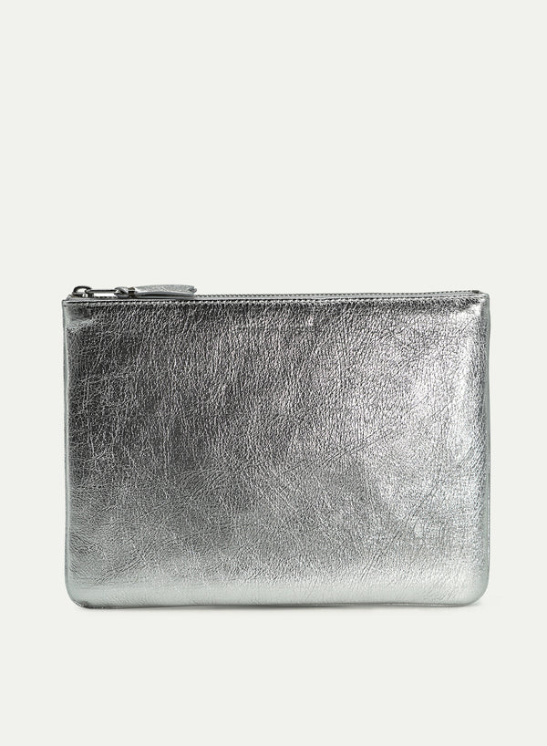COMME DES GARCONS - Classic Leather Zip Pouch - SA5100G - Silver - Front