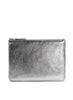 COMME DES GARÇONS - Metallic Leather Zip Pouch, Silver - Front