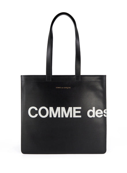 COMME DES GARCONS - Huge Logo Leather Tote Bag - Black - Front