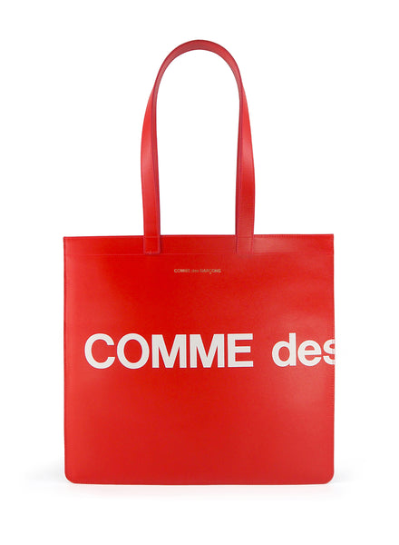 COMME DES GARCONS - Huge Logo Leather Tote Bag - Red - Front