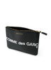 COMME DES GARÇONS - Huge Logo Leather Zip Pouch, Black - Angle