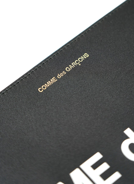 COMME DES GARÇONS - Huge Logo Leather Zip Pouch, Black - Detail