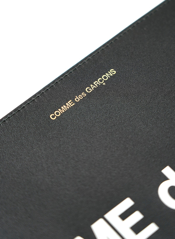COMME DES GARÇONS - Huge Logo Leather Zip Pouch, Black - Detail