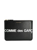 COMME DES GARÇONS - Huge Logo Leather Zip Pouch, Black - Front