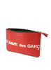 COMME DES GARÇONS - Huge Logo Leather Zip Pouch, Red - Angle