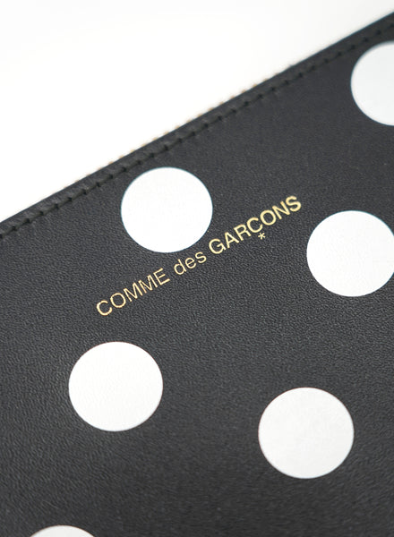 COMME DES GARÇONS - Polka Dot Leather Zip Pouch, Black - Detail