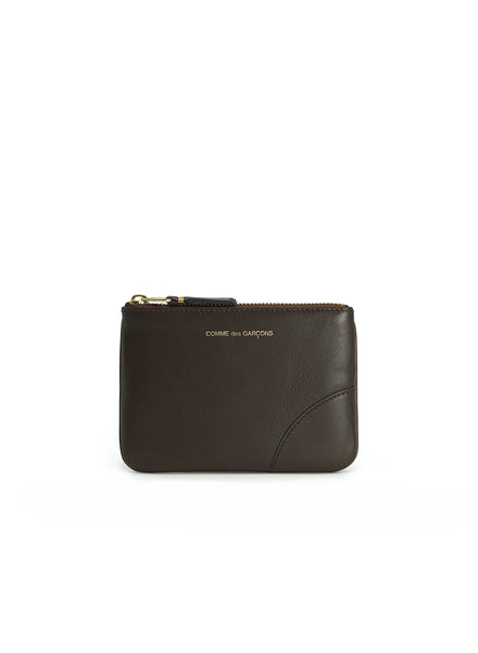 COMME DES GARÇONS - Small Classic Leather Zip Pouch, Brown - Front