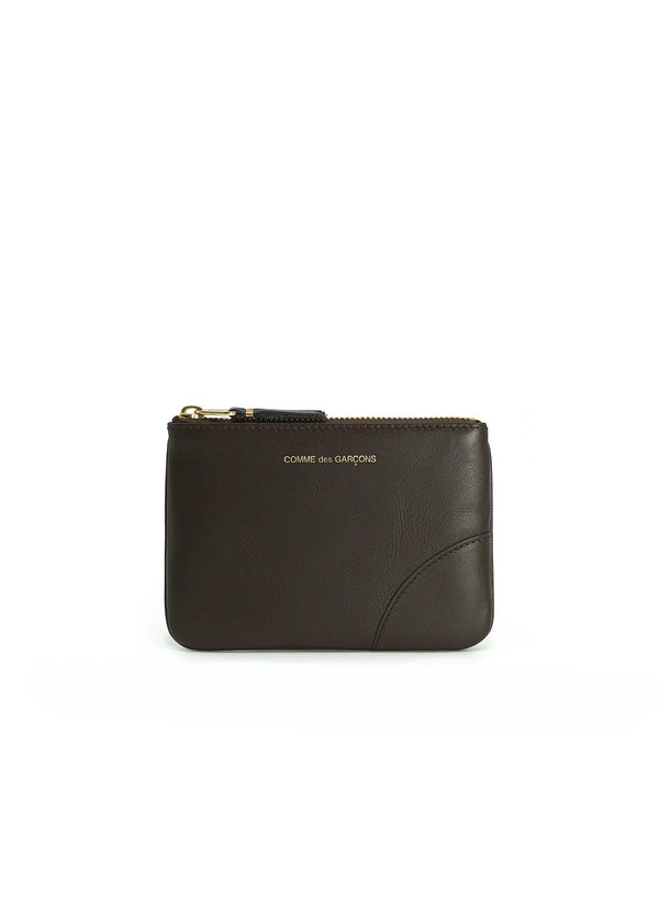 COMME DES GARÇONS - Small Classic Leather Zip Pouch, Brown - Front