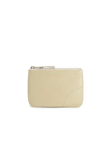 COMME DES GARÇONS - Small Classic Leather Zip Pouch, Off White - Front
