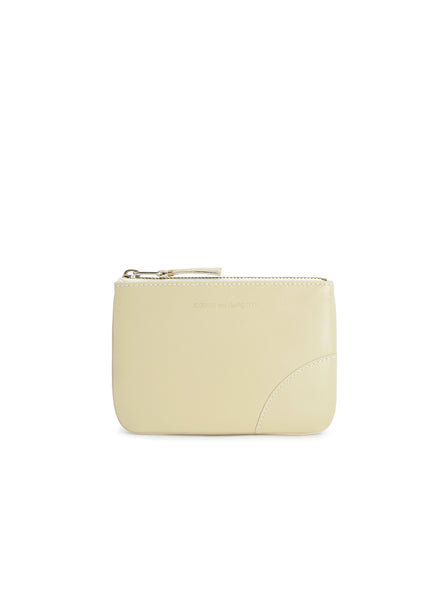 COMME DES GARÇONS - Small Classic Leather Zip Pouch, Off White - Front