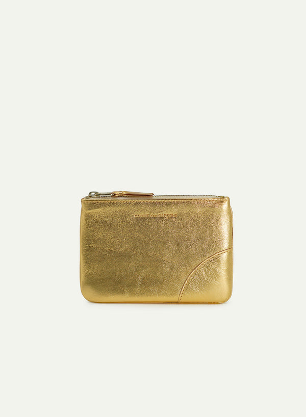COMME DES GARCONS - Small Leather Zip Pouch - SA8100G - Gold - Front