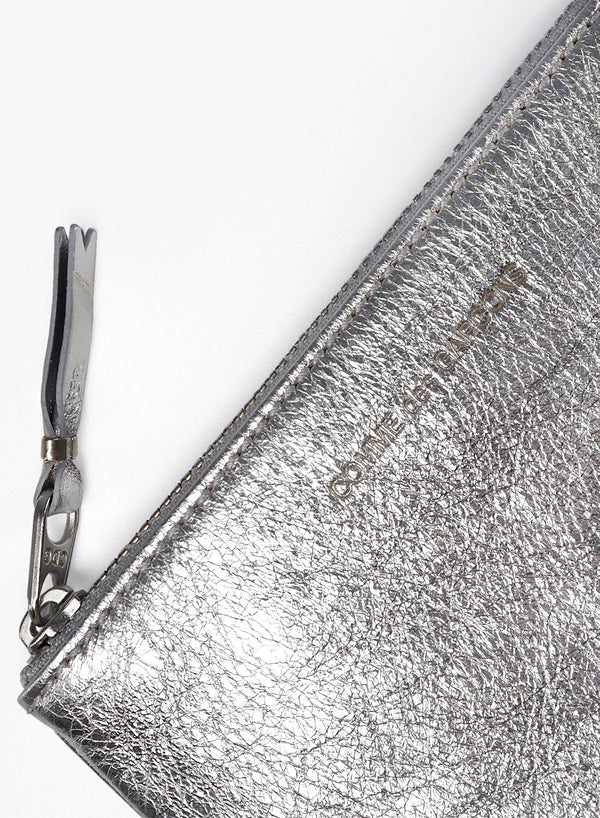 COMME DES GARCONS - Small Leather Zip Pouch - Silver - Detail