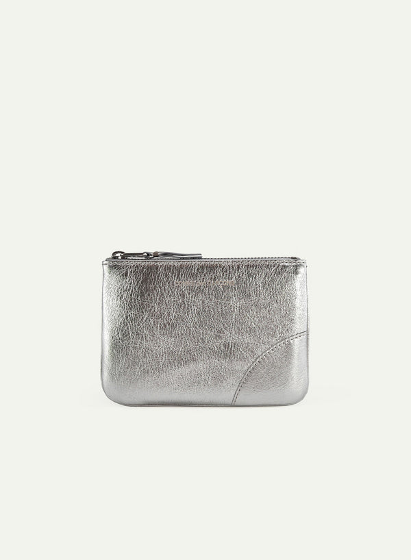 COMME DES GARCONS - Small Leather Zip Pouch - SA8100G - Silver - Front