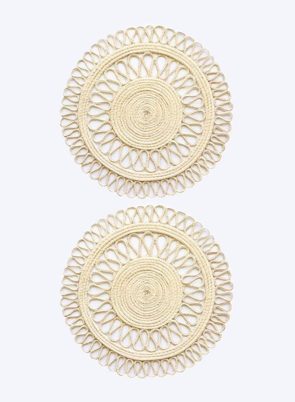 CORO CORA - SET OF TWO HAND WOVEN MAGNOLIA PLACEMATS, NATURAL - 1