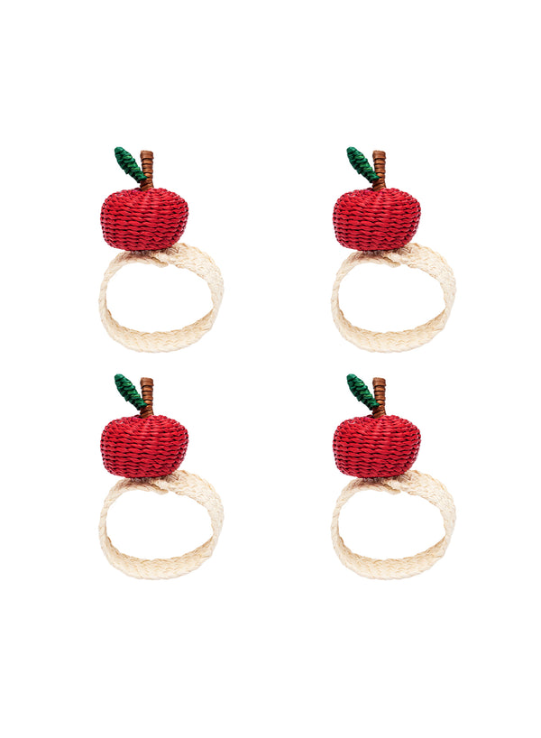 CORO CORA - SET OF FOUR APPLE RAFFIA NAPKIN RINGS - 1