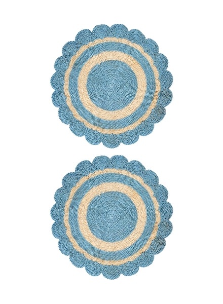 CORO CORA - SET OF TWO GLORY LIGHT BLUE AND NATURAL PLACEMATS - 1