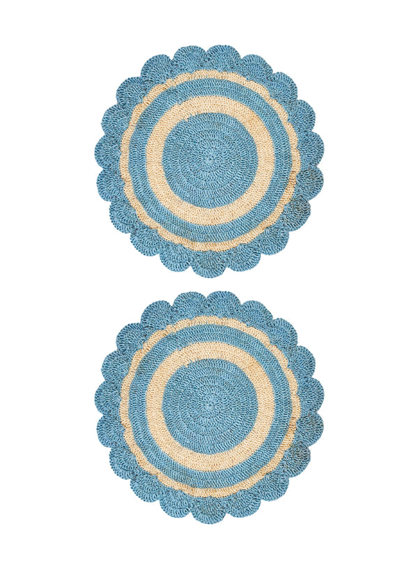 CORO CORA - SET OF TWO GLORY LIGHT BLUE AND NATURAL PLACEMATS - 1