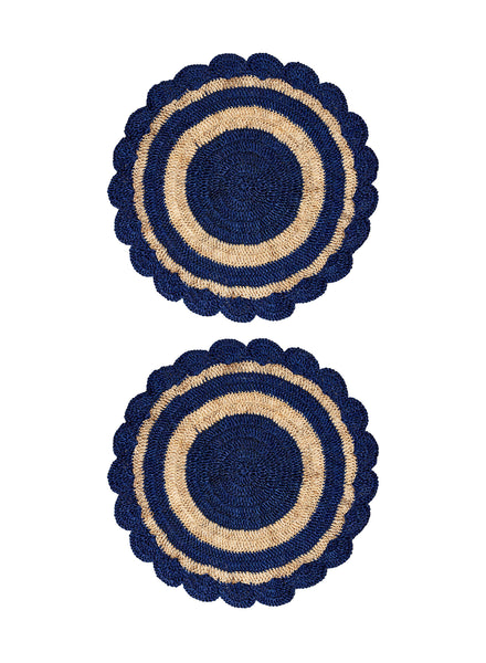 CORO CORA - SET OF TWO GLORY NAVY AND NATURAL PLACEMATS - 1