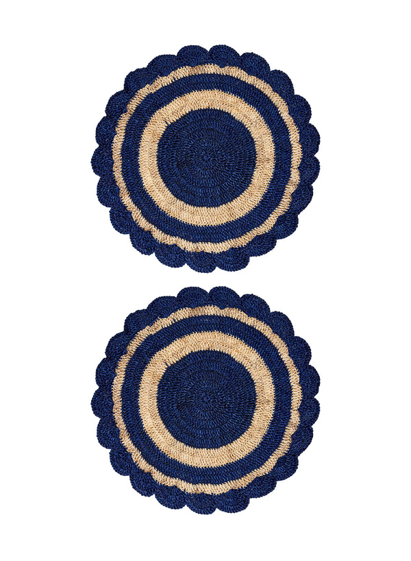 CORO CORA - SET OF TWO GLORY NAVY AND NATURAL PLACEMATS - 1