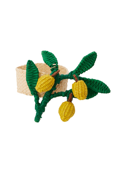 CORO CORA - SET OF FOUR LEMON RAFFIA NAPKIN RINGS - 2