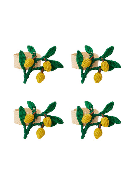 CORO CORA - SET OF FOUR LEMON RAFFIA NAPKIN RINGS - 1