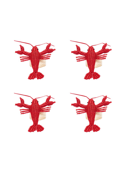 SET OF FOUR HAND WOVEN LOBSTER NAPKIN RINGS - CORO CORA