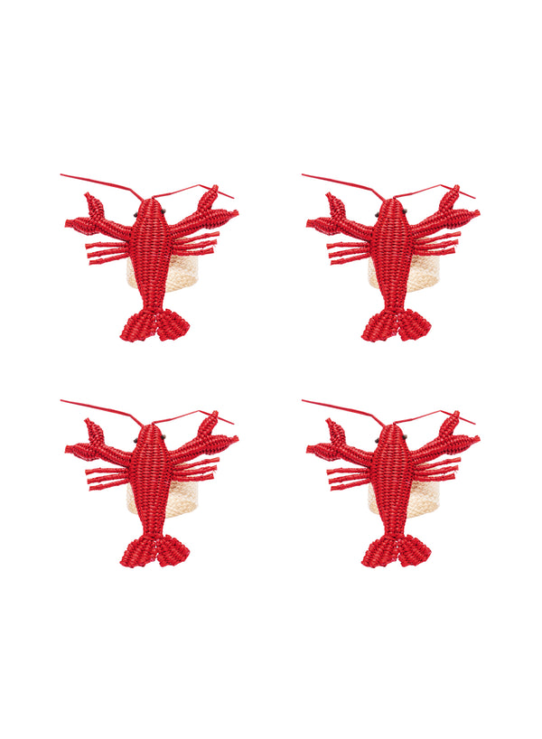 Set of Four Lobster Hand Woven Toquilla Palm Napkin Rings - Coro Cora
