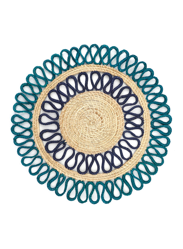 CORO CORA - Magnolia placemats - Aquamarine - Navy - Single 