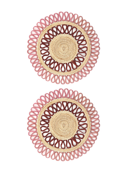 CORO CORA - Magnolia placemats - Pink - Burgundy - Set