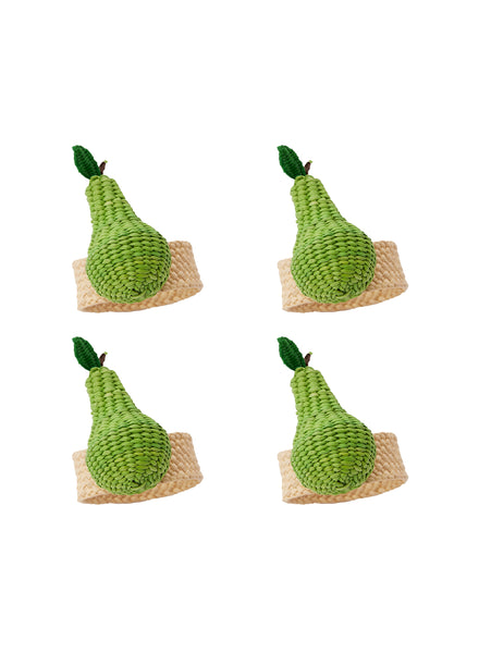 CORO CORA - SET OF FOUR PEAR RAFFIA NAPKIN RINGS - 1