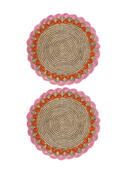 CORO CORA - Petal placemats - Light Pink - Orange - Set
