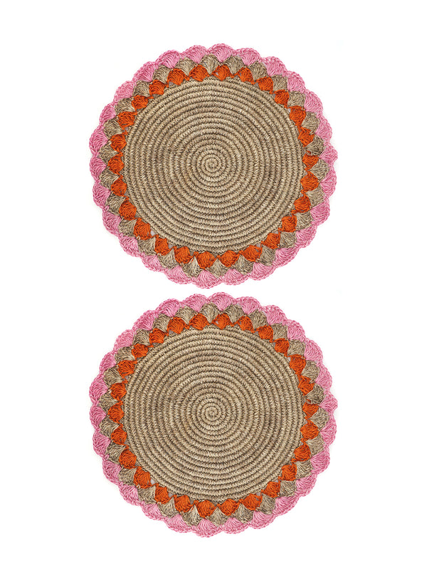 CORO CORA - Petal placemats - Light Pink - Orange - Set