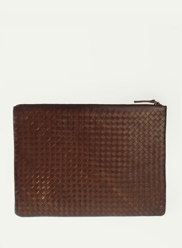DRAGON DIFFUSION - A4 Woven Pochette - Dark Brown - Front
