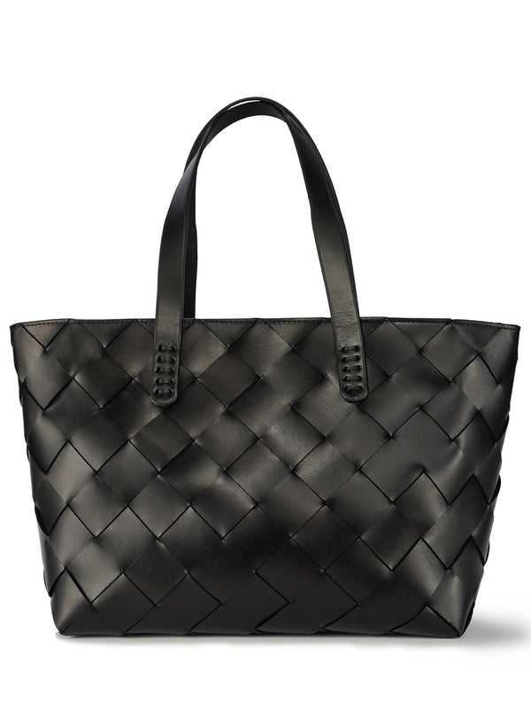 DRAGON DIFFUSION - Black Leather Crossover Tote - Front