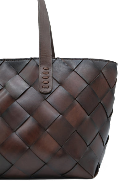 DRAGON DIFFUSION - Dark Brown Leather Crossover Tote - detail