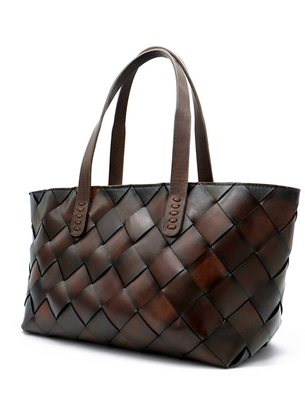 DRAGON DIFFUSION - Dark Brown Leather Crossover Tote - side