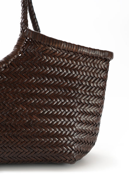 DRAGON DIFFUSION - Large Dark Brown Nantucket Basket Bag - close up 1
