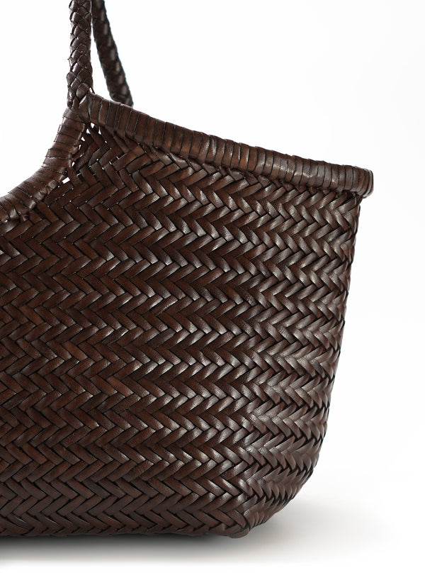 DRAGON DIFFUSION - Large Dark Brown Nantucket Basket Bag - close up 1