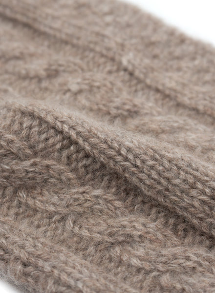 JANECARR - Set Of Two Women’s Cable  Cashmere Socks, Mist And Taupe - Taupe Detail
