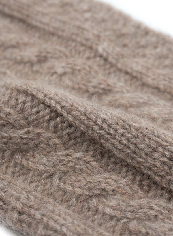 JANECARR - Set Of Two Women’s Cable  Cashmere Socks, Mist And Taupe - Taupe Detail
