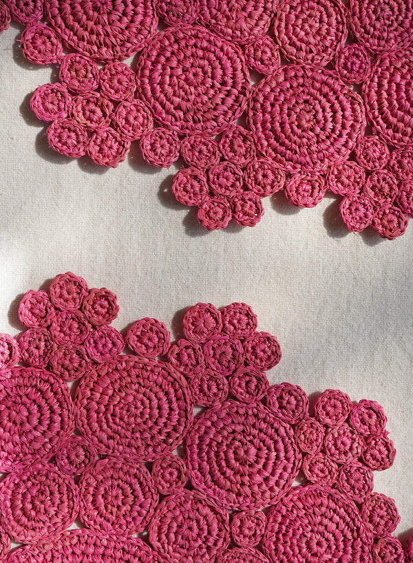 FLEUR RAFFIA PLACEMATS - Set of Two - Pink - Lifestyle 