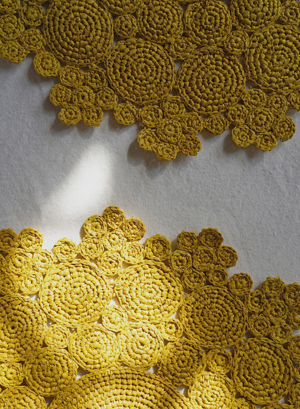 FLEUR RAFFIA PLACEMATS - Set of Two - Yellow - Lifestyle 