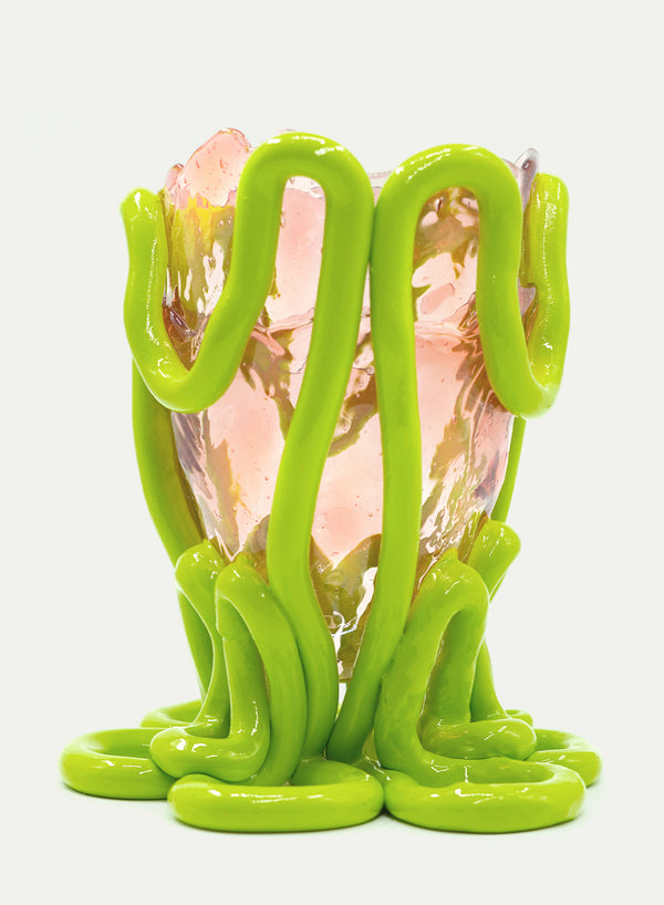 GAETANO PESCE - Indian Summer Vase - Clear Pink and Matt Lime - Lead Image