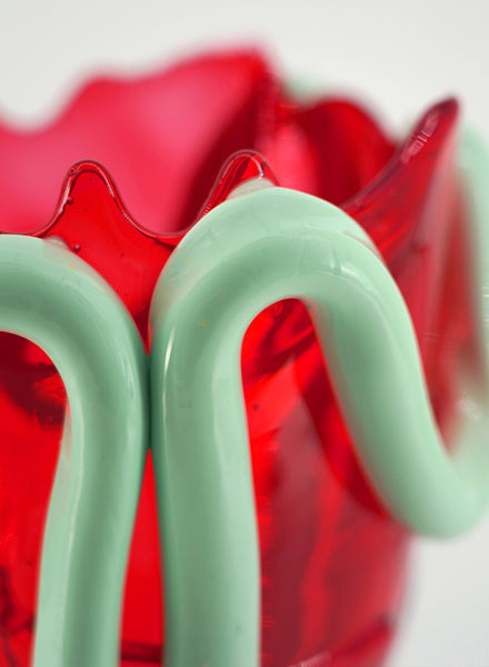 GAETANO PESCE - Indian Summer vase - Clear Red and Matt Aqua - Detail