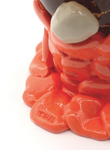 GAETANO PESCE BY CORSI DESIGN  - NUGGET VASE, BROWN, CHAMPAGNE AND PASTEL ORANGE - Detail 1
