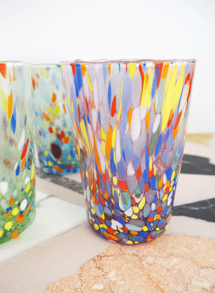 Goti de Fornasa - Set of Six Murano Tumblers, Multicolour Splatter