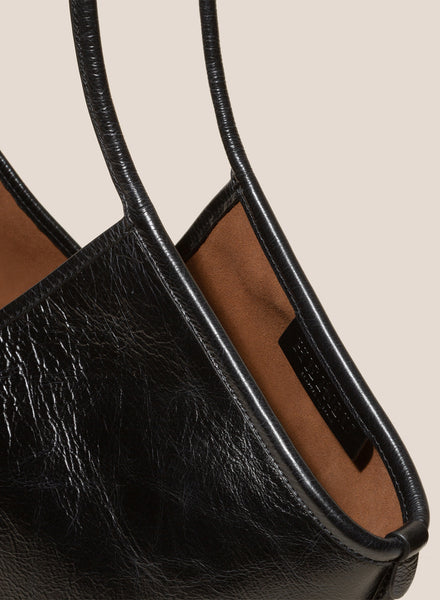 HEREU - Calella Distressed Leather Tote, Black - Detail 1