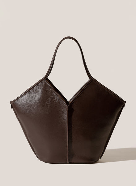 HEREU - Calella Dark Brown Distressed Leather Tote - Front