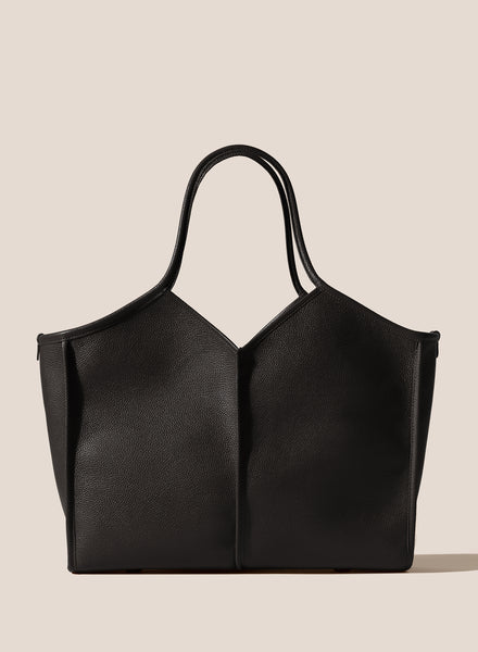 HEREU - Calella Squared Leather Tote, Black - Front